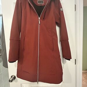 Noel Asmar Red All Weather Rider Trench Coat with Full-Length Zipper